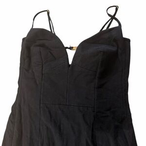 VIX Paula hermanny Long Corset Dress Resort Black Dress Gold Accents Summer